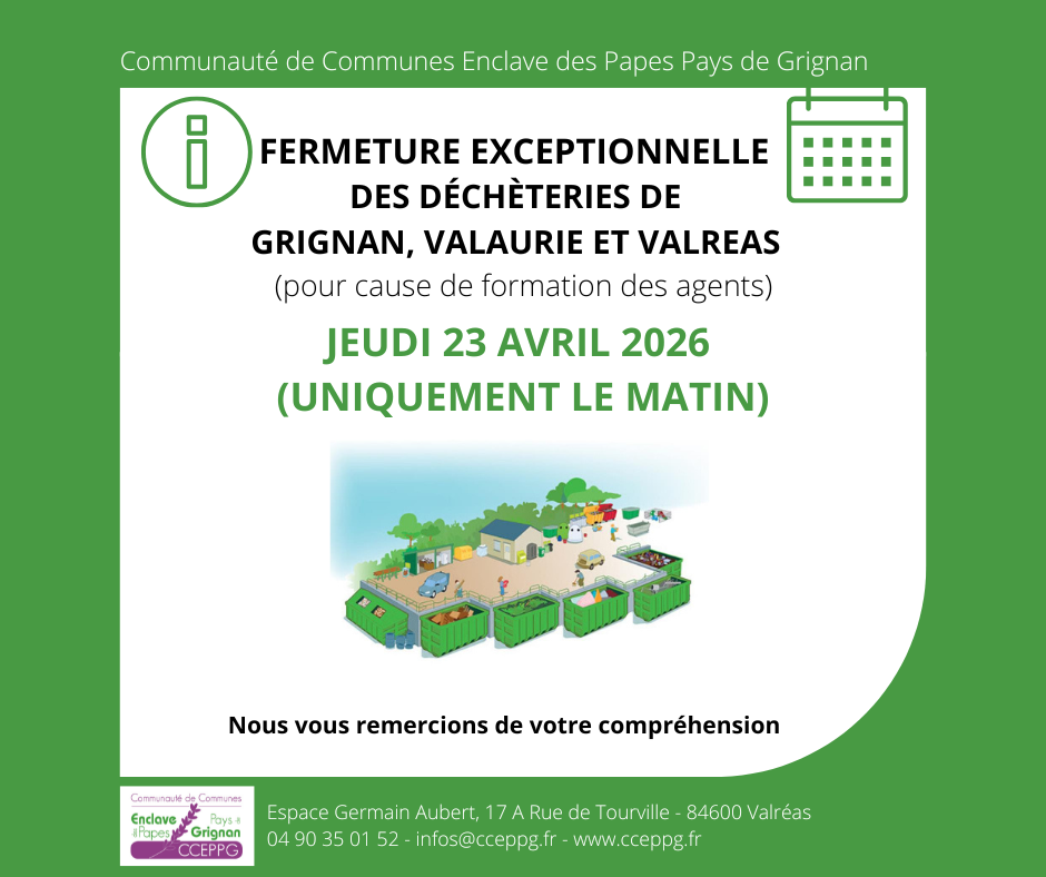 23042026 Fermeture DECHETERIES