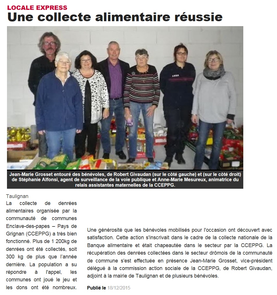 18122015 collecte alimentaire réussie