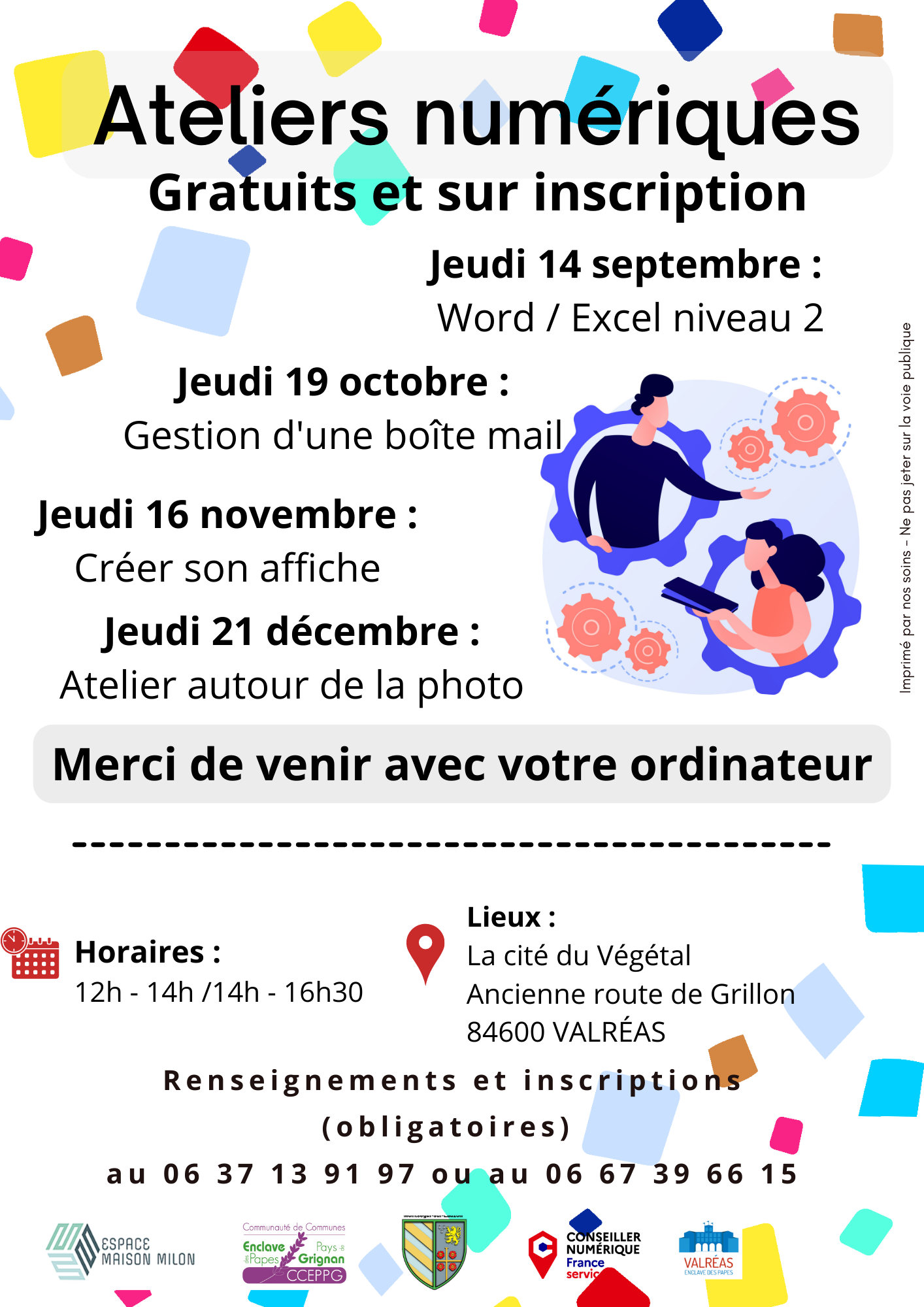 Flyer ateliers collectifs Valréas 2023 2 EME SEMESTRE