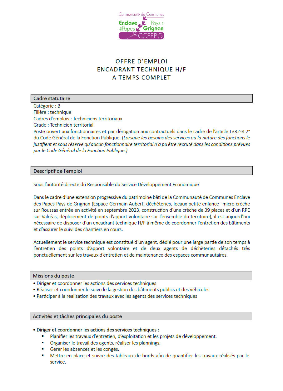 offre encadrant tech 1