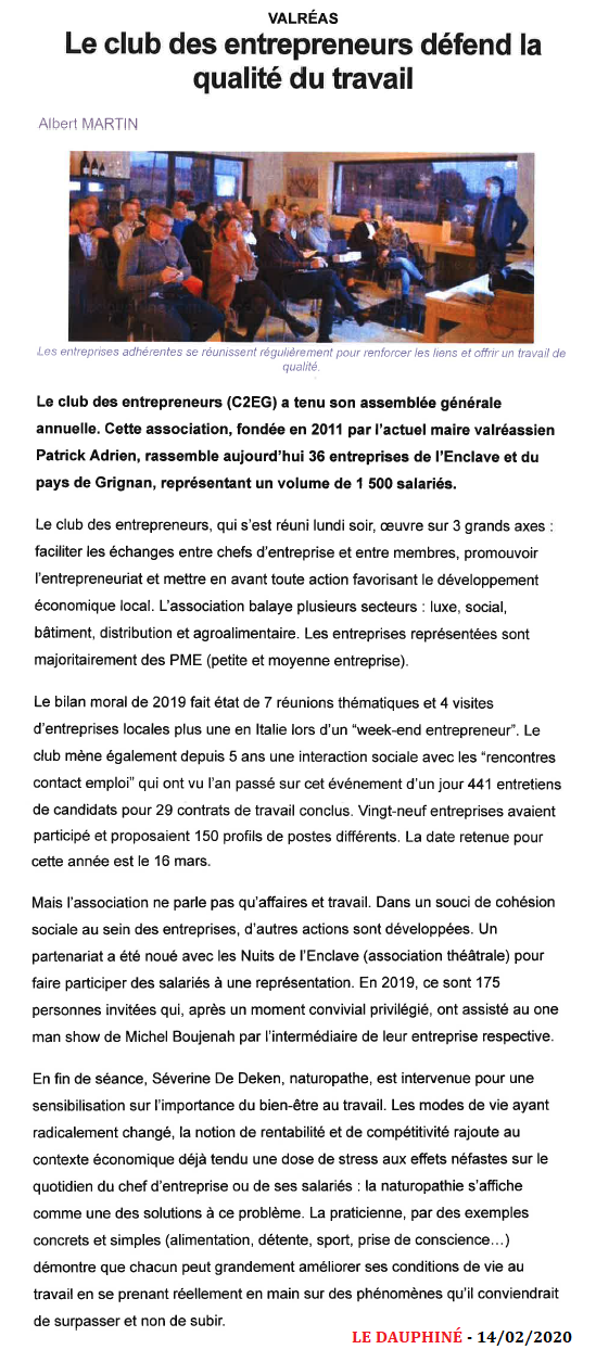 14022020 Le club des entrepreuneurs défend la qualité du travail