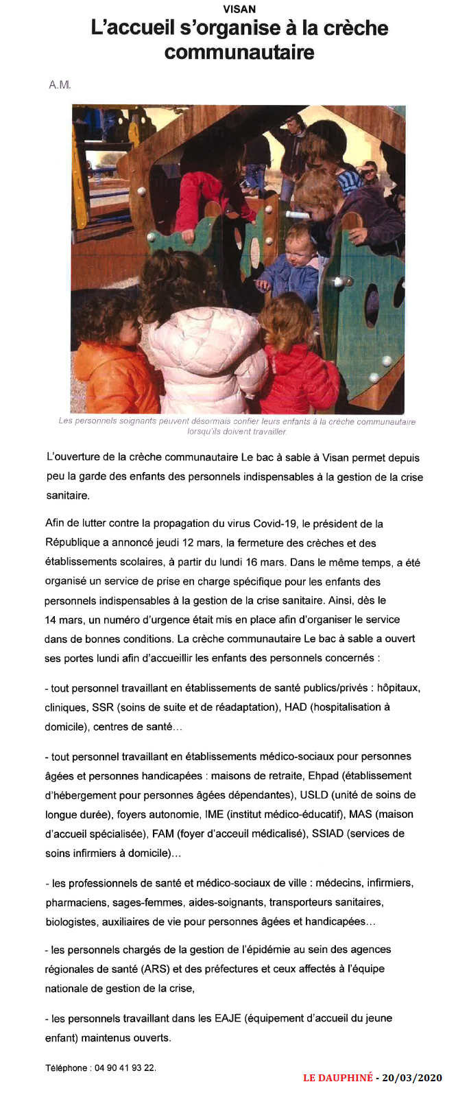 20032020 Laccueil sorganise à la crèche communautaire