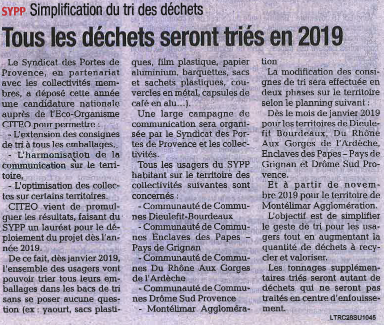 20181122 Tous les déchets seront triés en 2019