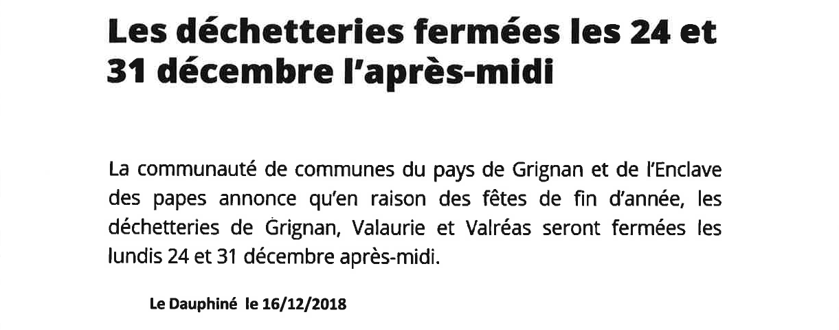 20181216 LES DECHETERIES FERMENT LES 24 ET 31 12 A.MIDI2