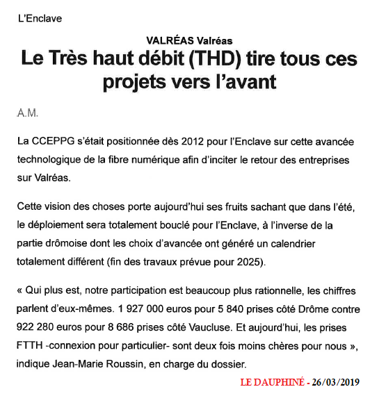 20190326 Le THD tire tous ces projets vers lavant