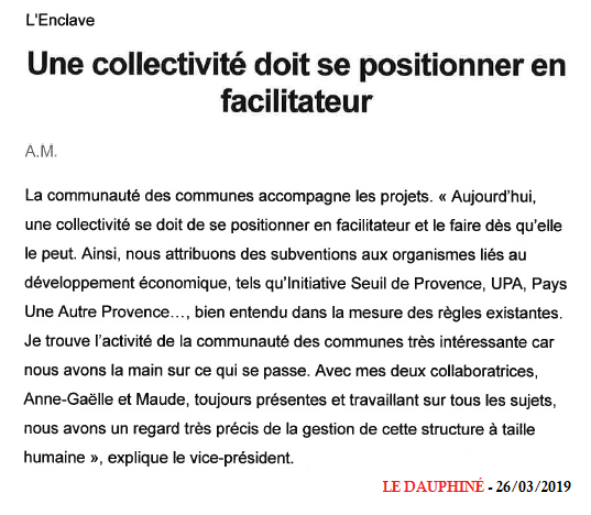 20190326 Une colléctivité doit se positionner en faciliateur