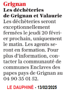 20250213 FERMETURE DECHETERIES